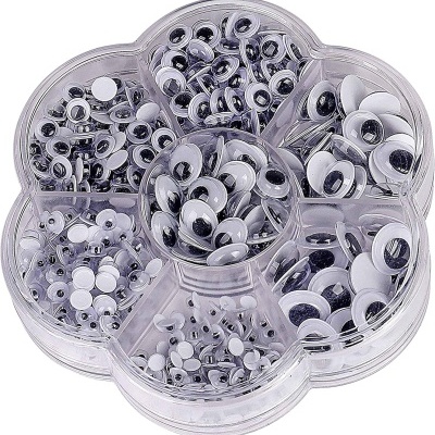 Olhos móveis de plástico em caixa organizadora transparente em forma de flor