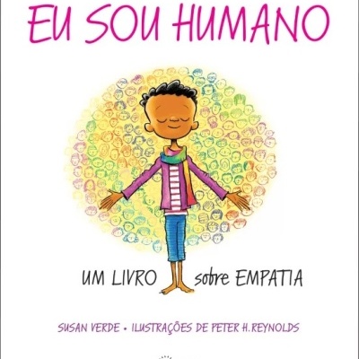 Capa do livro EU SOU HUMANO com ilustração e texto sobre empatia
