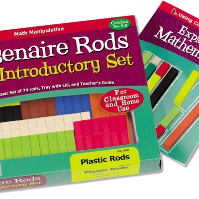 Conjunto educativo Cuisenaire Rods com varetas plásticas coloridas e livro Explorar Matemática