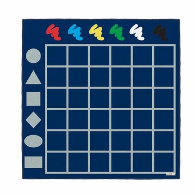 Tapete azul com formas geométricas cinza e manchas coloridas no topo