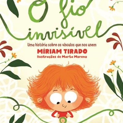 Capa de livro 'O fio invisível' com ilustração de personagem ruivo e elementos vegetais