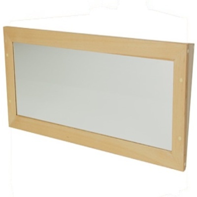 Espelho rectangular com moldura de madeira clara