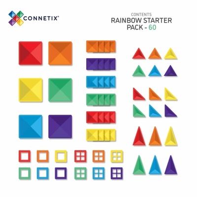 Peças geométricas coloridas Connetix Rainbow Starter Pack