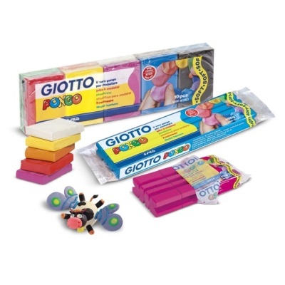 Conjunto de plasticina Giotto Pongo com barras coloridas e brinquedo modelado em inseto.