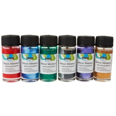 Seis frascos de tinta para marmoreio KREUL Magic Marble em várias cores