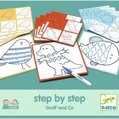 Conjunto de cartões de desenho de animais para crianças com caneta