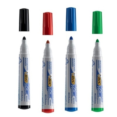Conjunto de quatro marcadores de quadro branco BIC Velleda coloridos
