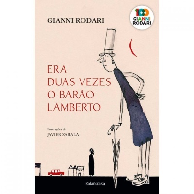 Capa de livro Era Duas Vezes o Barão Lamberto com ilustração de homem alto e guarda-chuva