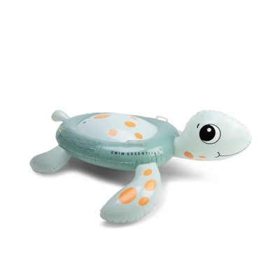 Boia insuflável para piscina em forma de tartaruga cinzenta e laranja