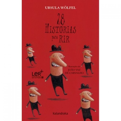 Capa de livro vermelho com textos e desenhos de personagens sorridentes de chapéu preto