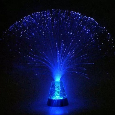 Abajur de fibras ópticas com luz azul