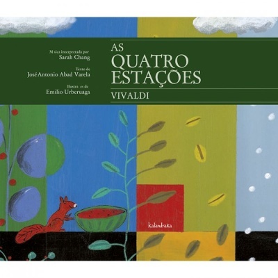 Capa de livro 'As Quatro Estações' de Vivaldi com ilustrações coloridas