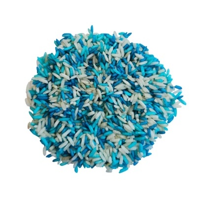 Tapete redondo felpudo azul, branco e verde claro