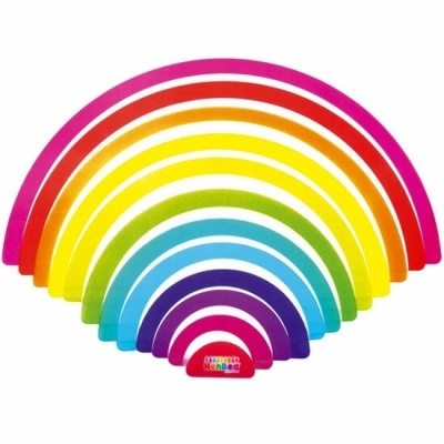 Conjunto colorido de 12 arcos de madeira do arco-íris