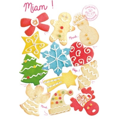 Bolachas decorativas de Natal com glacê em diversos formatos e cores