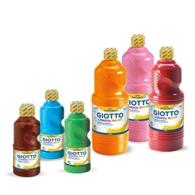Seis frascos de tinta escolar Giotto em várias cores