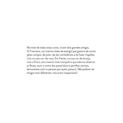 Página de texto em português sobre a amizade entre Francisco e Clara.