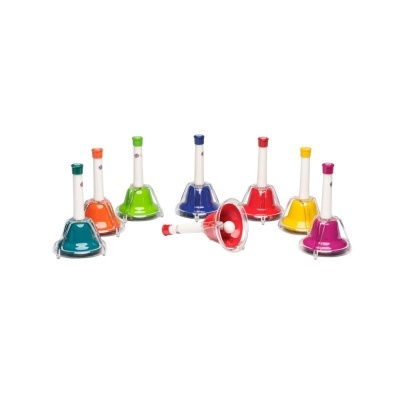 Conjunto de sinos coloridos com cabos de várias cores