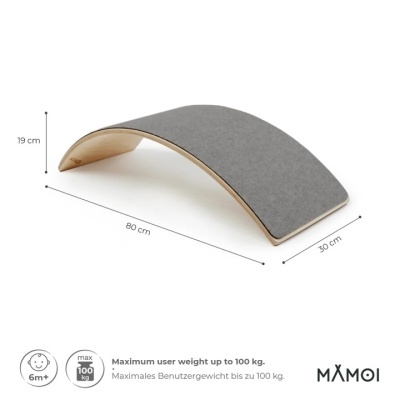 Tábua de equilíbrio de madeira com superfície cinzenta