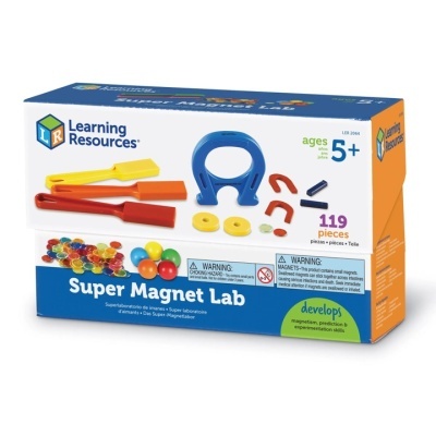 Brinquedo educativo Learning Resources Super Magnet Lab com ímanes coloridos e peças diversas