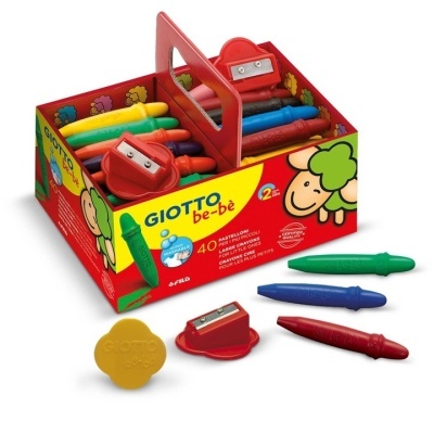 Conjunto de giz de cera GIOTTO be-bè com apontador e lápis coloridos