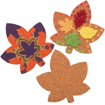 Bases de cortiça em forma de folhas decoradas e simples para proteção de superfícies