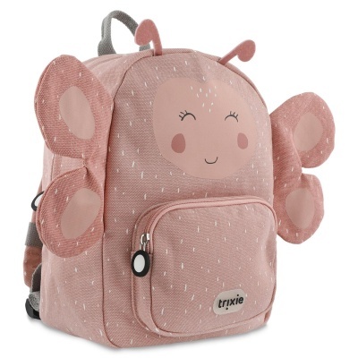 Mochila infantil cor-de-rosa em formato de borboleta com asas e antenas