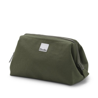 Necessaire verde-oliva com fecho de correr e etiqueta Elodie