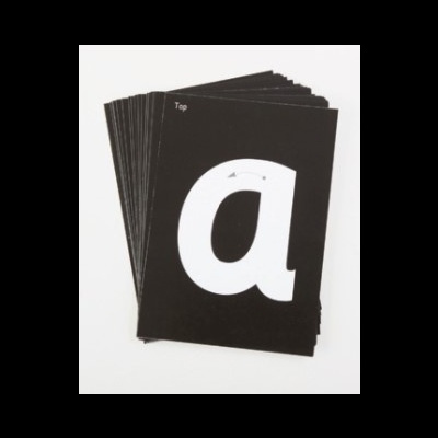 Conjunto de cartas pretas com a letra 'a' branca em destaque