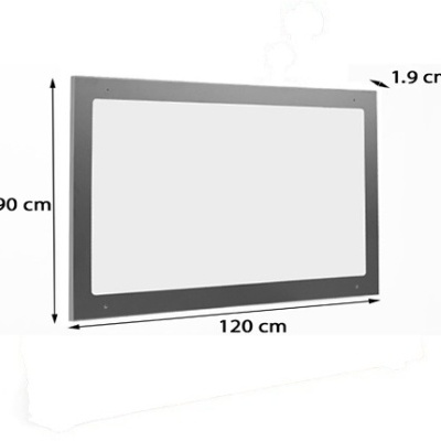 moldura retangular cinza com área branca interior e dimensões indicadas
