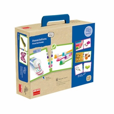 Caixa de brinquedo educacional Associations com peças coloridas e embalagem tipo mala