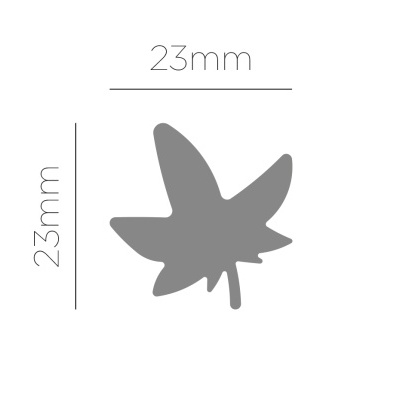 Desenho de folha cinzenta com dimensões 23mm por 23mm