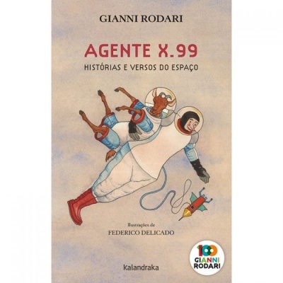 Capa do livro 'AGENTE X.99' com ilustração de dois astronautas em espaços.