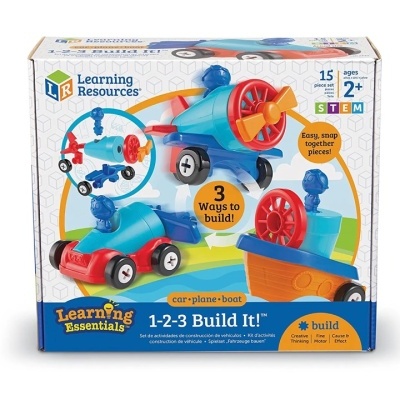 Caixa de brinquedo educativo de construção para carro, avião e barco, 15 peças coloridas