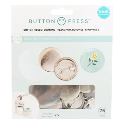 Pacote de peças para botões Button Press com botões metálicos e botão estampado de flor