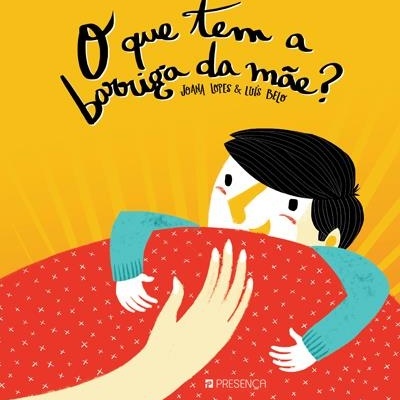 Capa de livro infantil com bebé e mão sobre cobertor vermelho.