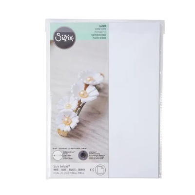 Folhas de feltro branco da marca Sizzix embaladas em plástico transparente