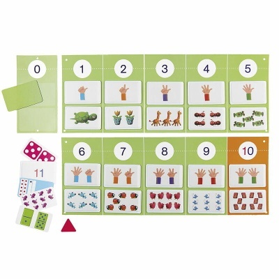 Cartões educativos com números e figuras de animais e objetos coloridos