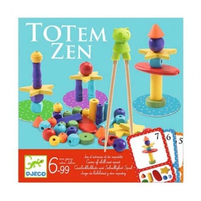 Brinquedo educativo Totem Zen de madeira colorida com várias peças para empilhar
