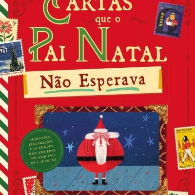 Capa de livro com ilustração de Pai Natal e texto em português
