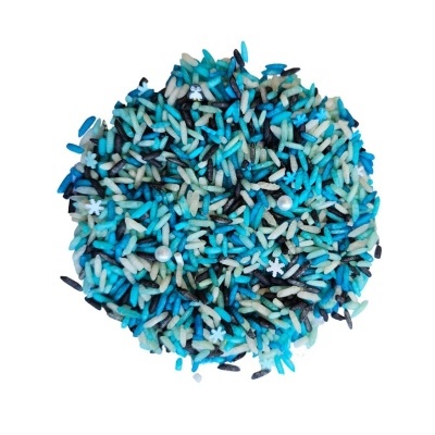 Mistura de confeitos açucarados coloridos para bolos com pérolas e flocos de neve