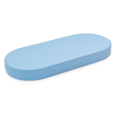 Almofada retangular azul clara com bordas arredondadas