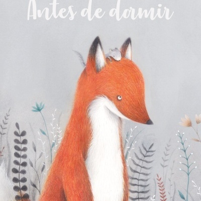 Capa de livro com raposa laranja e rato, plantas e texto 'Antes de dormir'