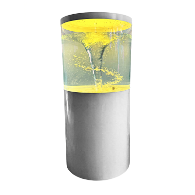 Purificador cylindrical com líquido amarelo em vórtice
