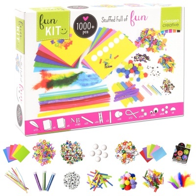 Kit criativo fun KIT com mais de 1000 peças coloridas em caixa