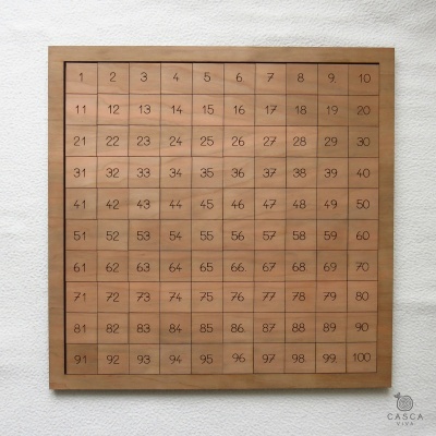 quadro de madeira com 100 números de 1 a 100