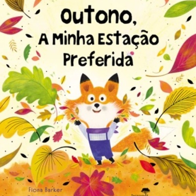 Capa de livro infantil com raposa e folhas de outono coloridas