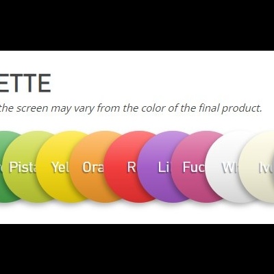 Paleta de cores PVC com círculos coloridos e texto explicativo