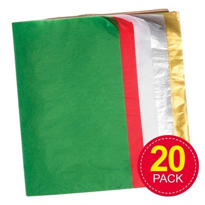 Pacote de 20 lenços de papel em cinco cores diferentes