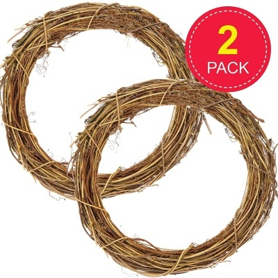 Dois aros decorativos de ramos entrelaçados com etiqueta 2 PACK